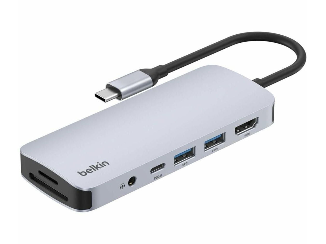 Belkin - 7-Port USB-C Hub - USB-C to 2xUSB-A USB-C USB Hubs - Gray