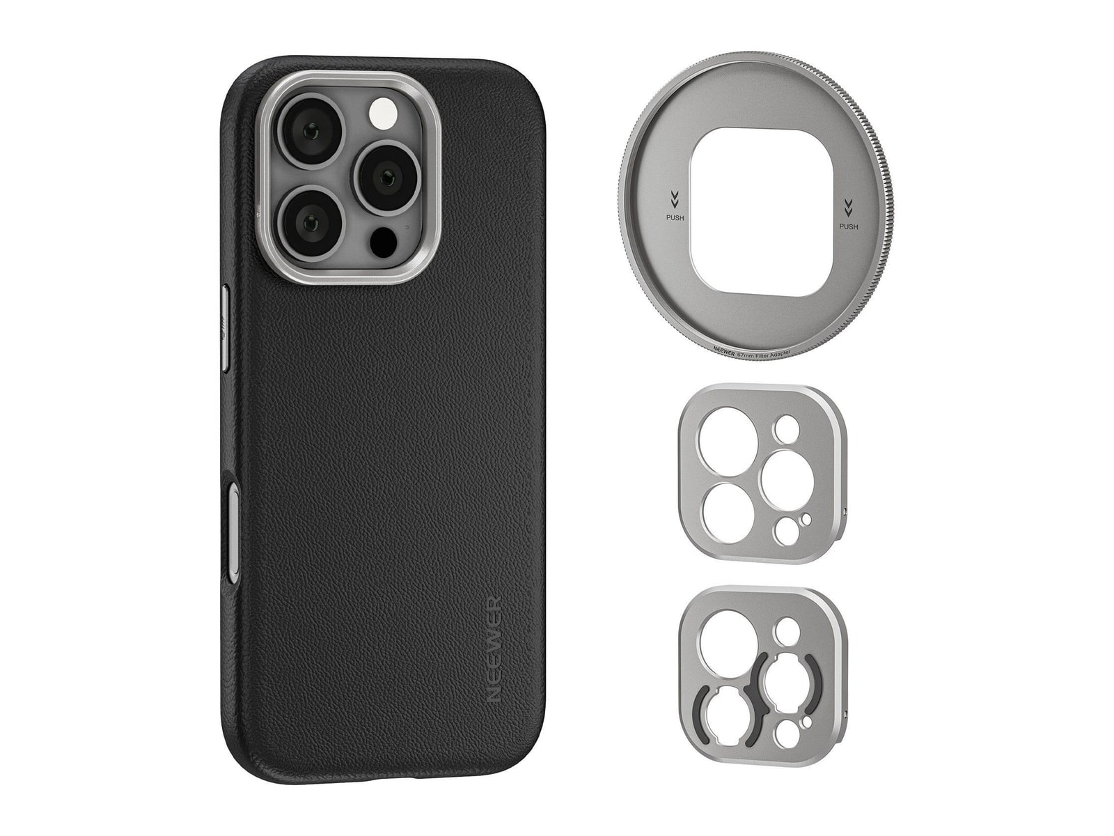 Neewer - PA083P/PA084P Black Case with 3 Backplates for iPhone 16 Pro/Pro Max