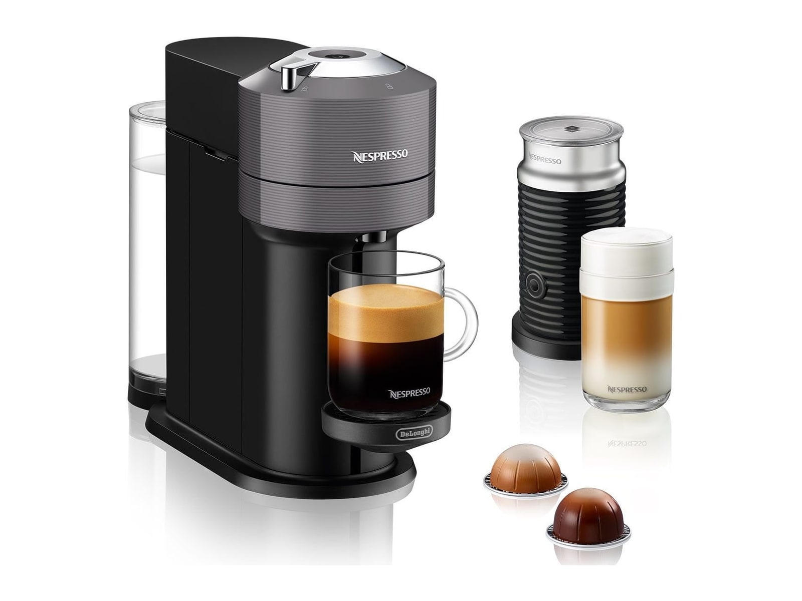 De'Longhi - Nespresso Vertuo Next Coffee & Espresso Machine With Aeroccino Gray Coffee Makers