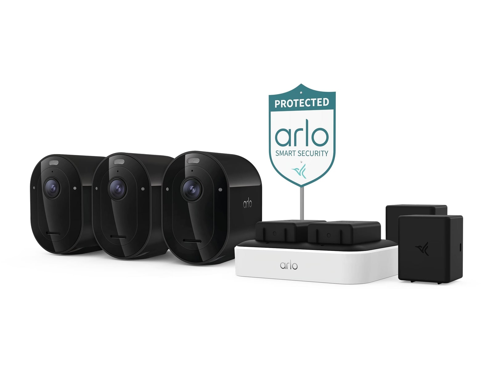 Arlo - Pro Outdoor Security Camera 3-Cam Security Cameras - Black