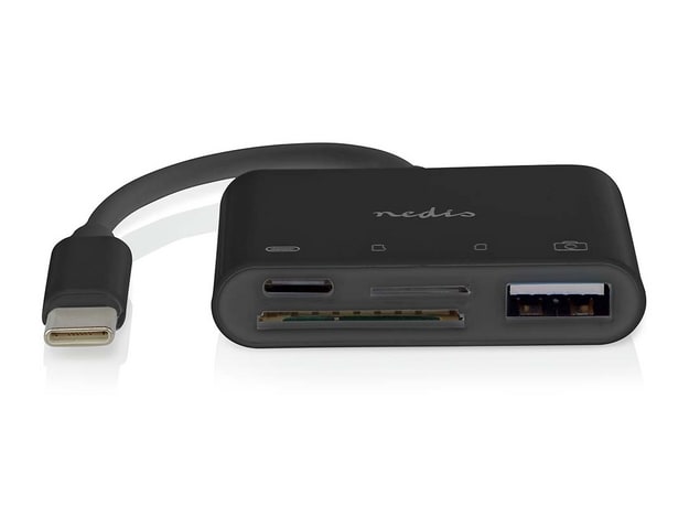 Nedis - USB-C 4-in-1 Hub with SD and microSD Card Reader USB Hubs - Black