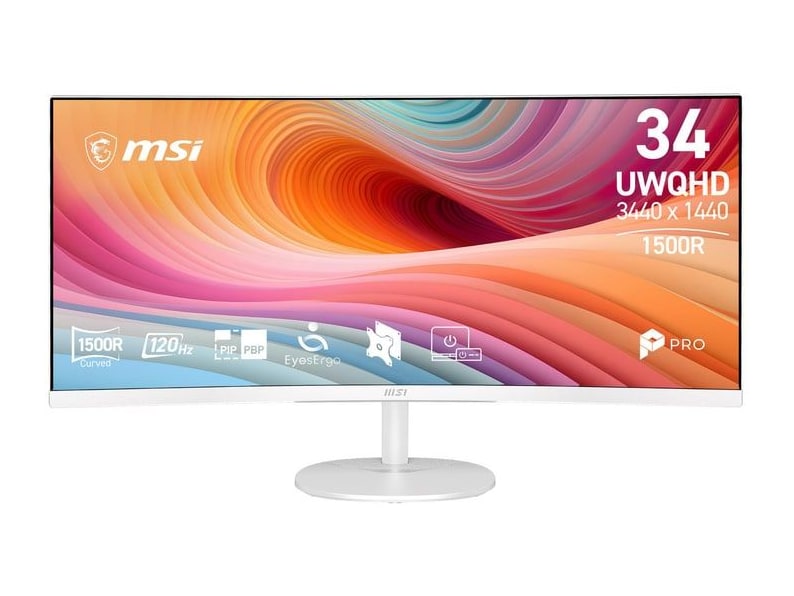 MSI - 34" PRO MP341CQWDE E12 UWQHD 120Hz Ultrawide Monitors - White