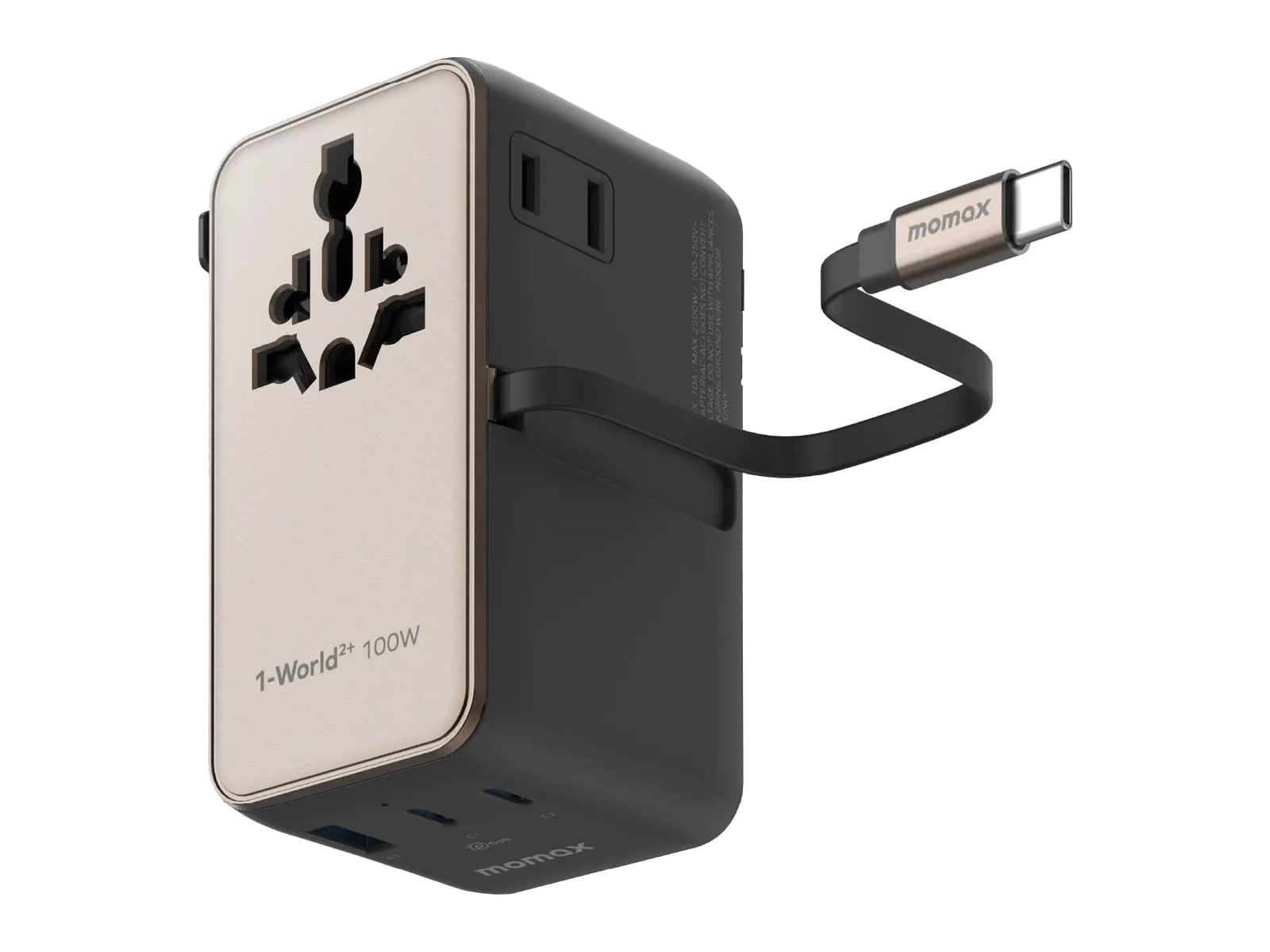 MOMAX - 1-World2+ 4-Port Mini Universal Travel GaN Charger Titanium Wall Chargers