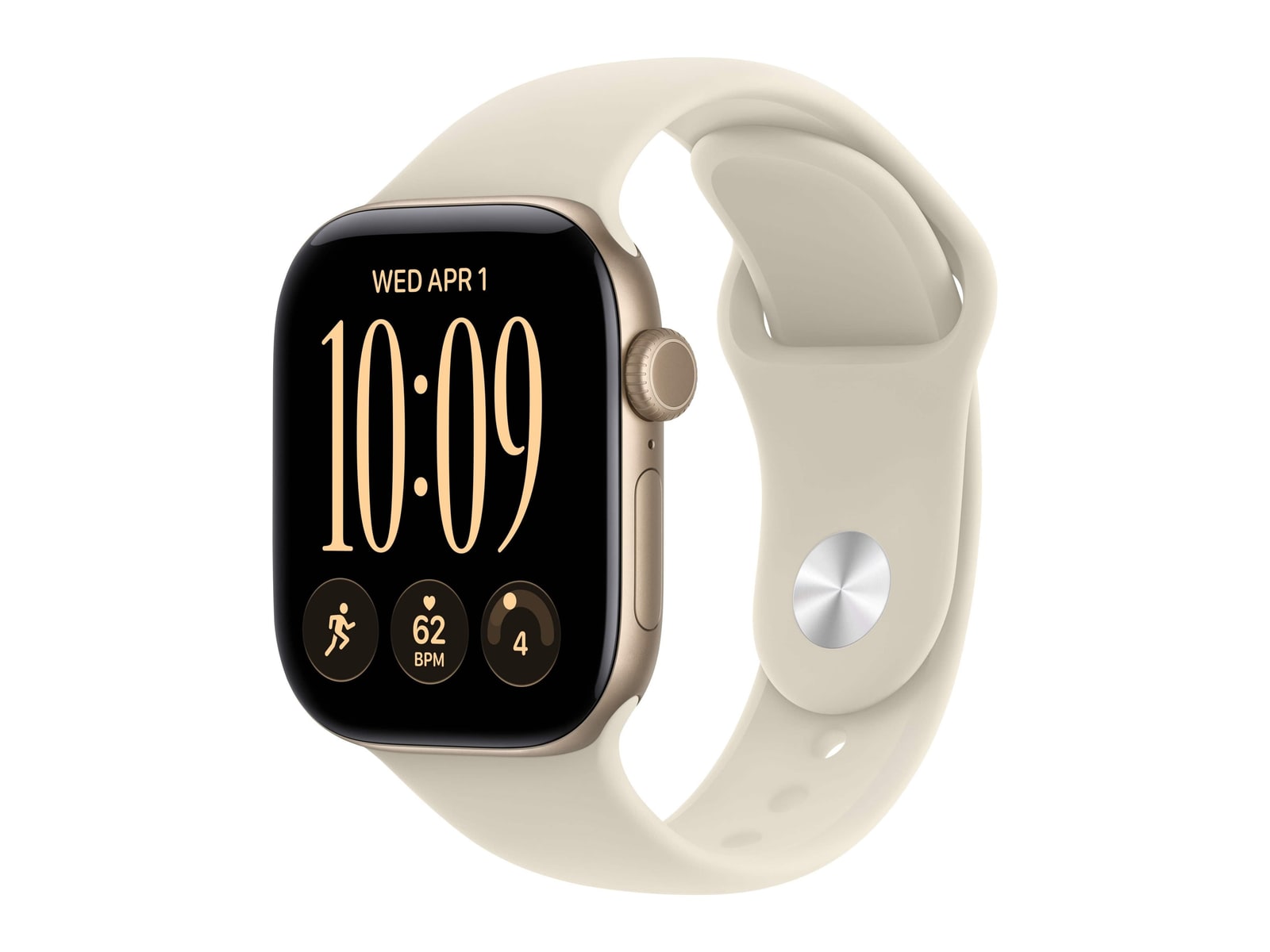 Apple Watch Series 12 GPS + Cellular 42mm Light Gold Aluminum Case with Sand Sport Band - S/M