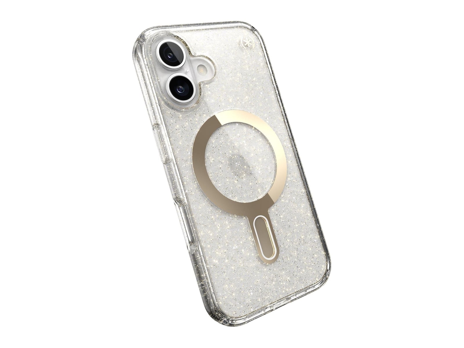 Speck - Presidio Lux Glitter MagSafe with ClickLock - iPhone 16 - Clear/Gold Glitter
