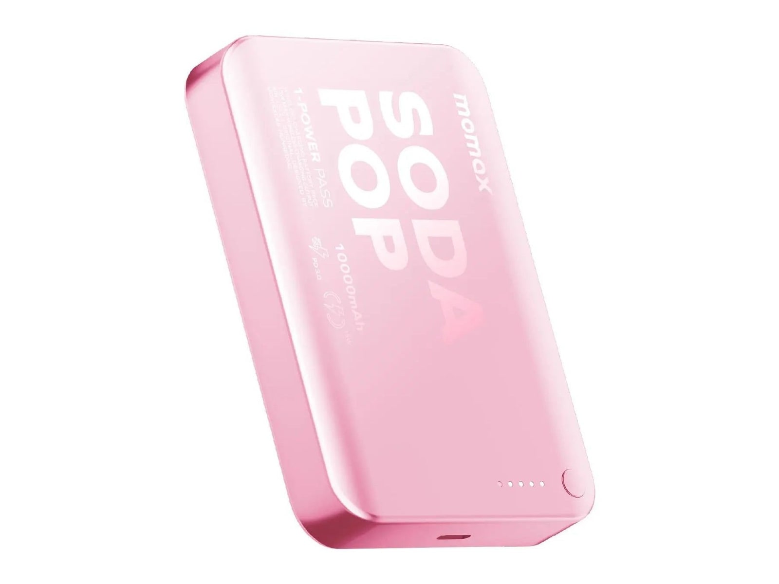 MOMAX - 1-Power Pass 10000mAh Magnetic Wireless Battery Pack Pink Power Banks