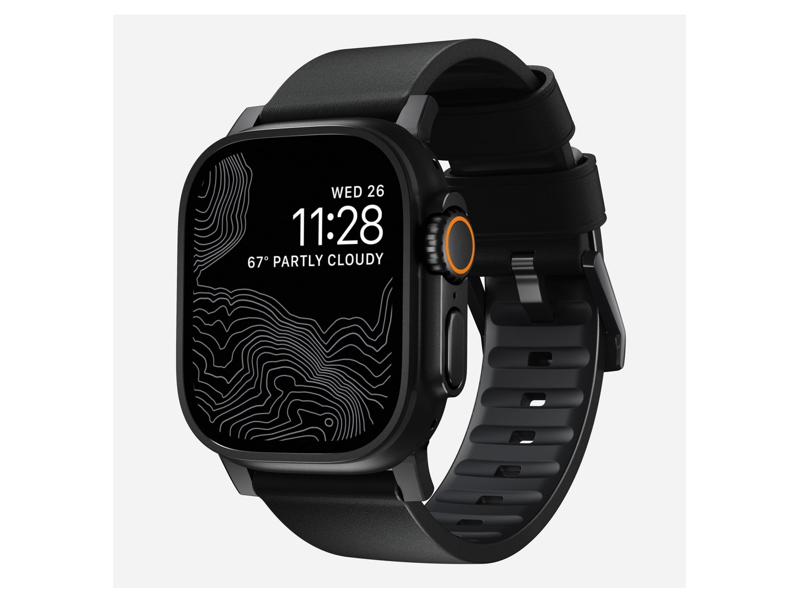 Nomad - Active Band Pro - 46mm/49mm Watch Bands - Black Hardware, Black Active Leather