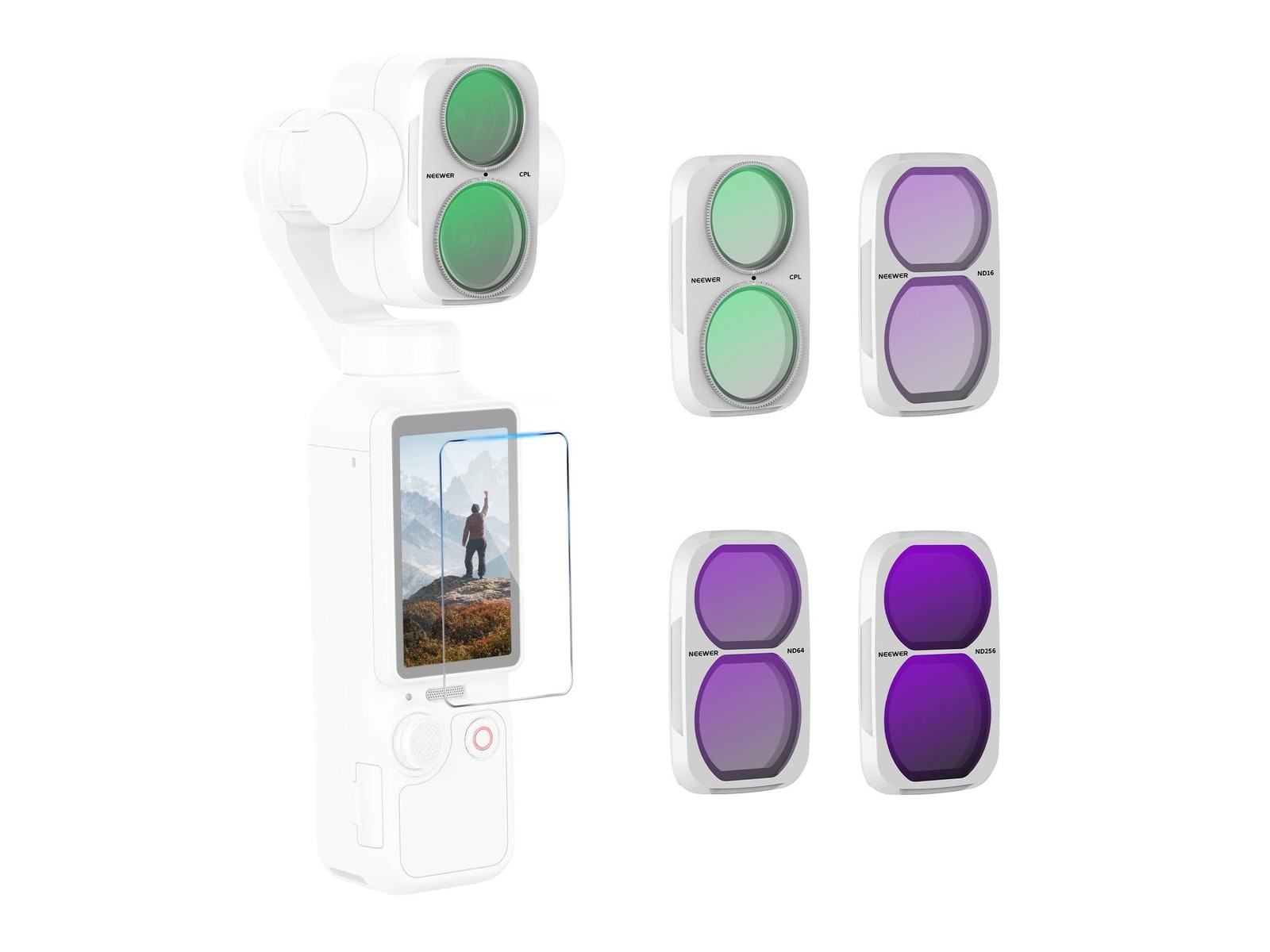 Neewer - CPL + ND Filter Set Compatible with DJI Osmo Pocket 4P Camera Accessories - White