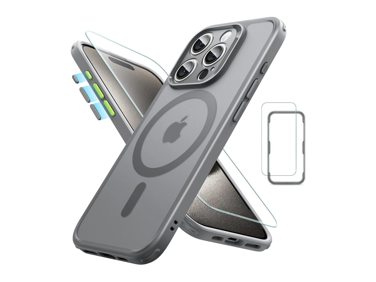 ESR - Classic Pro Case (HaloLock) Set - iPhone 15 Pro Max - Frosted Grey