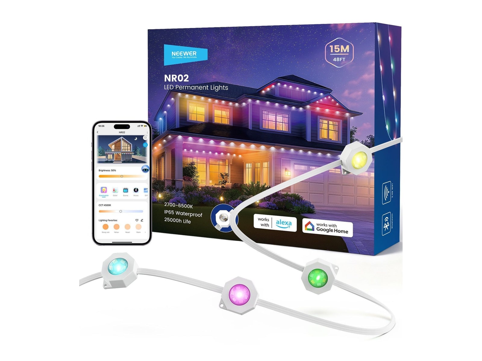 Neewer - NR02 Permanent Outdoor Lights Smart Lighting