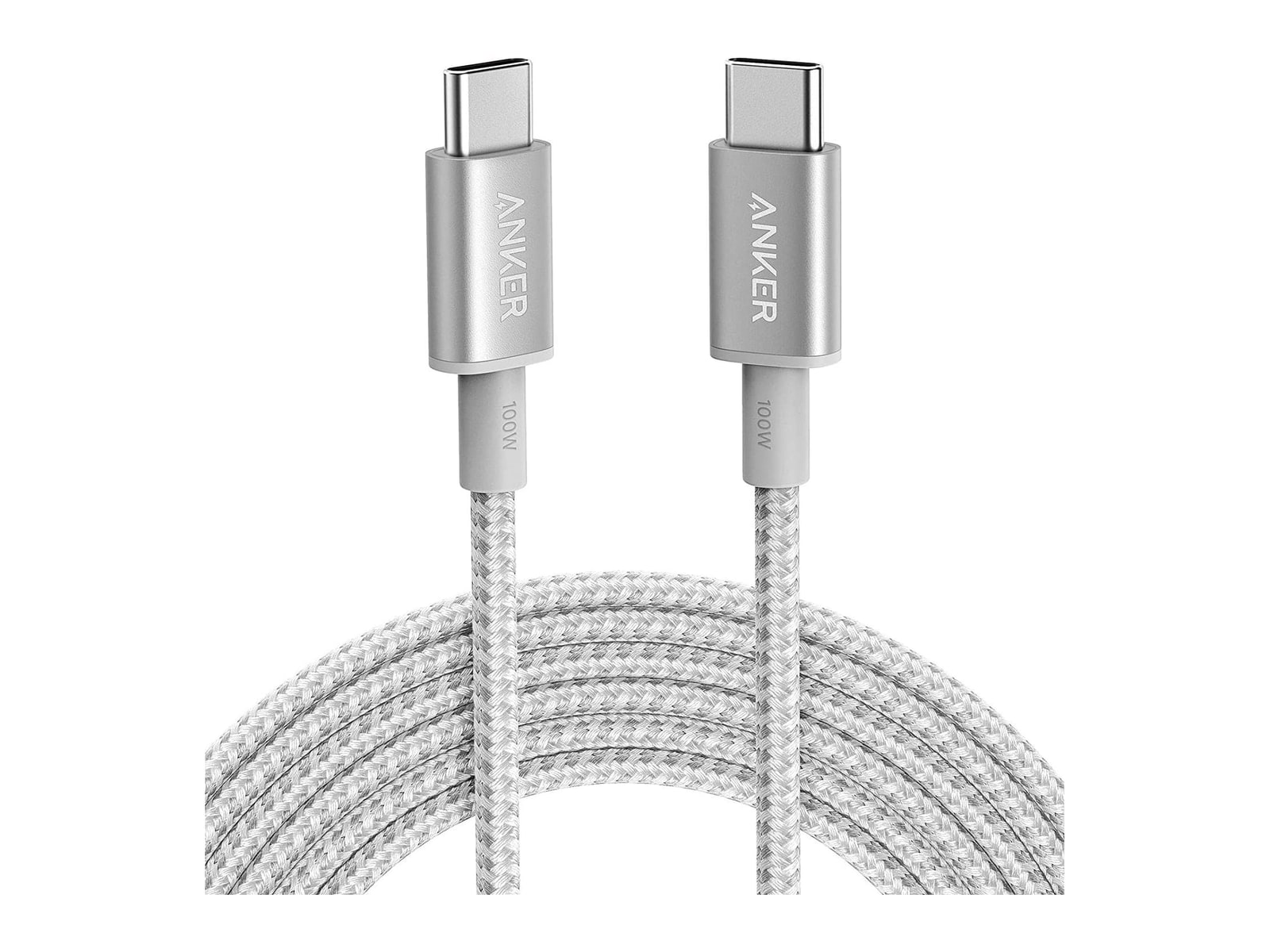 Anker - Nylon USB-C to USB-C 100W Cable (3 Meters) Silver Charging Cables