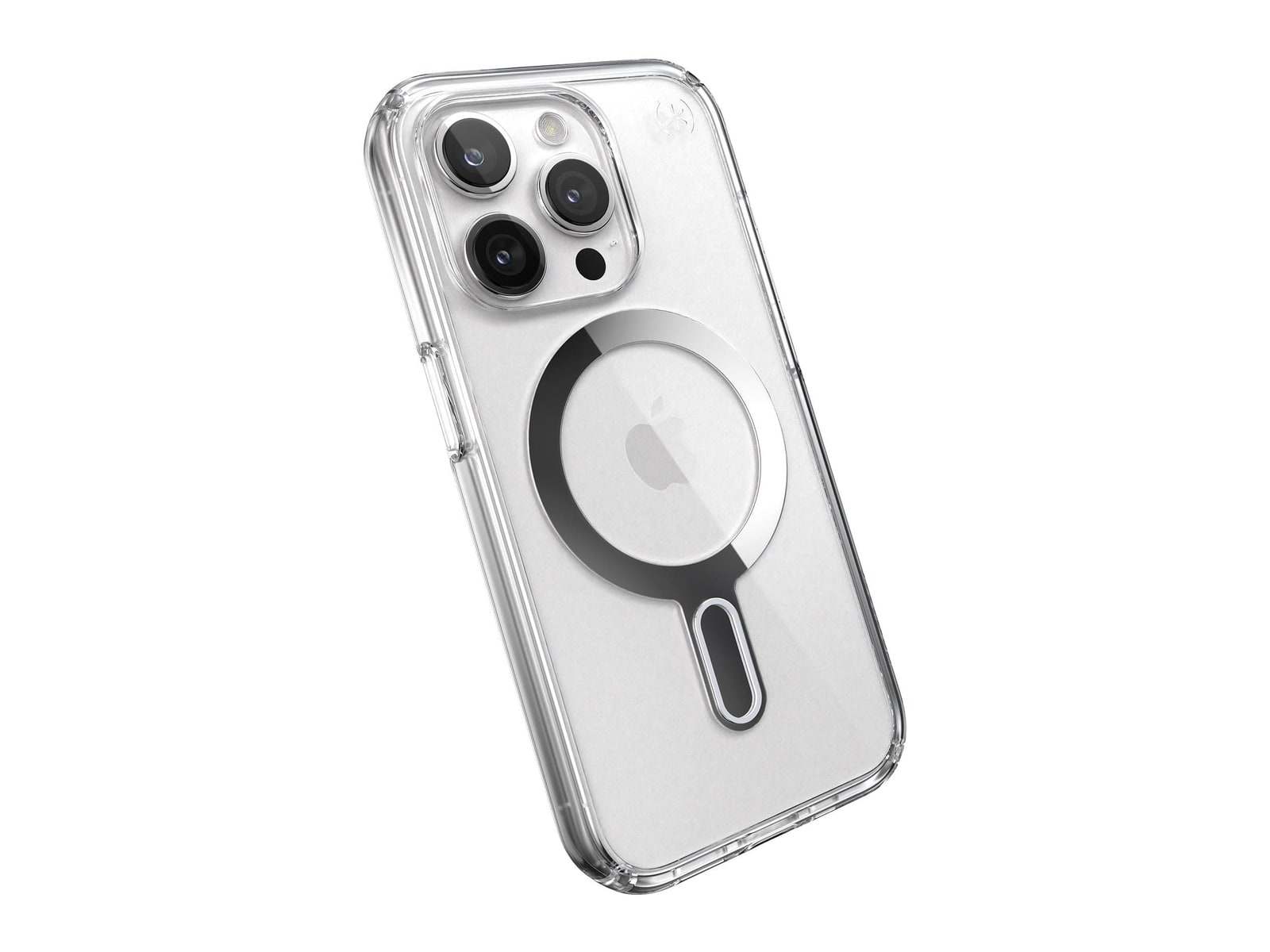 Speck - Presidio Perfect-Clear MagSafe with ClickLock - iPhone 15 Pro - Clear/Chrome