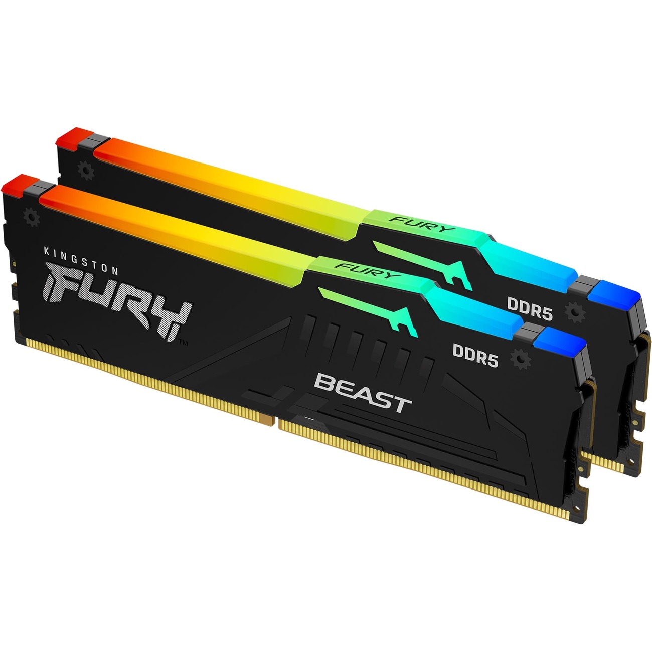 Kingston - FURY Beast RGB 64GB (2 x 32GB) DDR5 6000 CL30 DIMM Memory (RAM) - Black