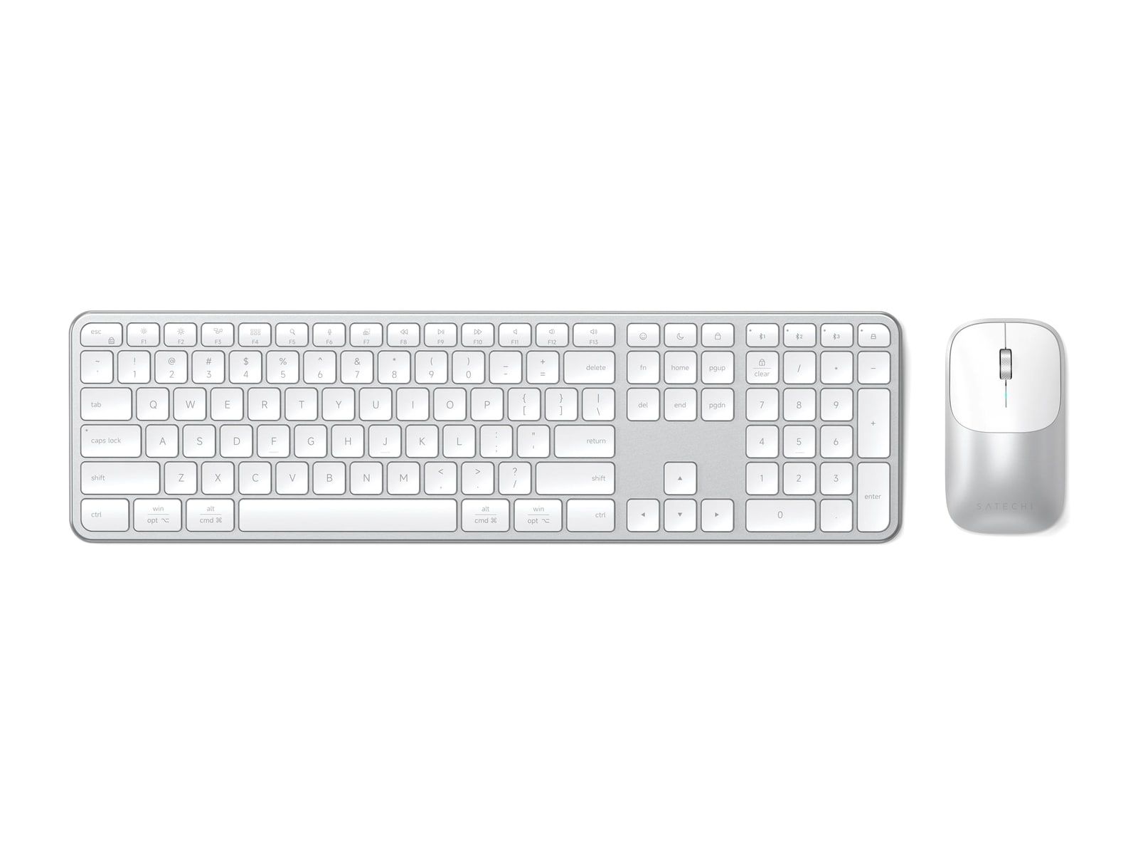 Satechi - Slim CEX3 Wireless Combo Bluetooth Wireless Keyboards - Silver