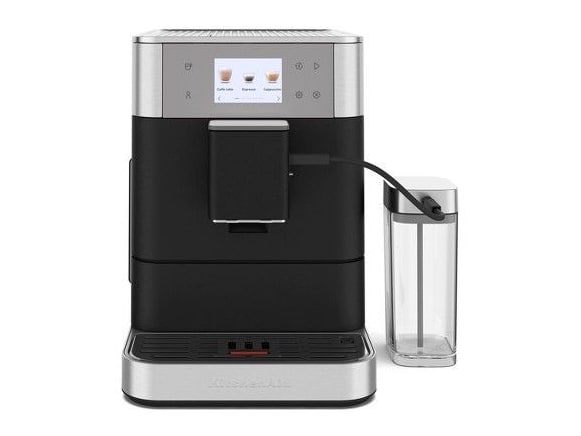 KitchenAid - KF7 Fully Automatic Espresso Machine with Milk Attachment Cast Iron Black Coffee Makers