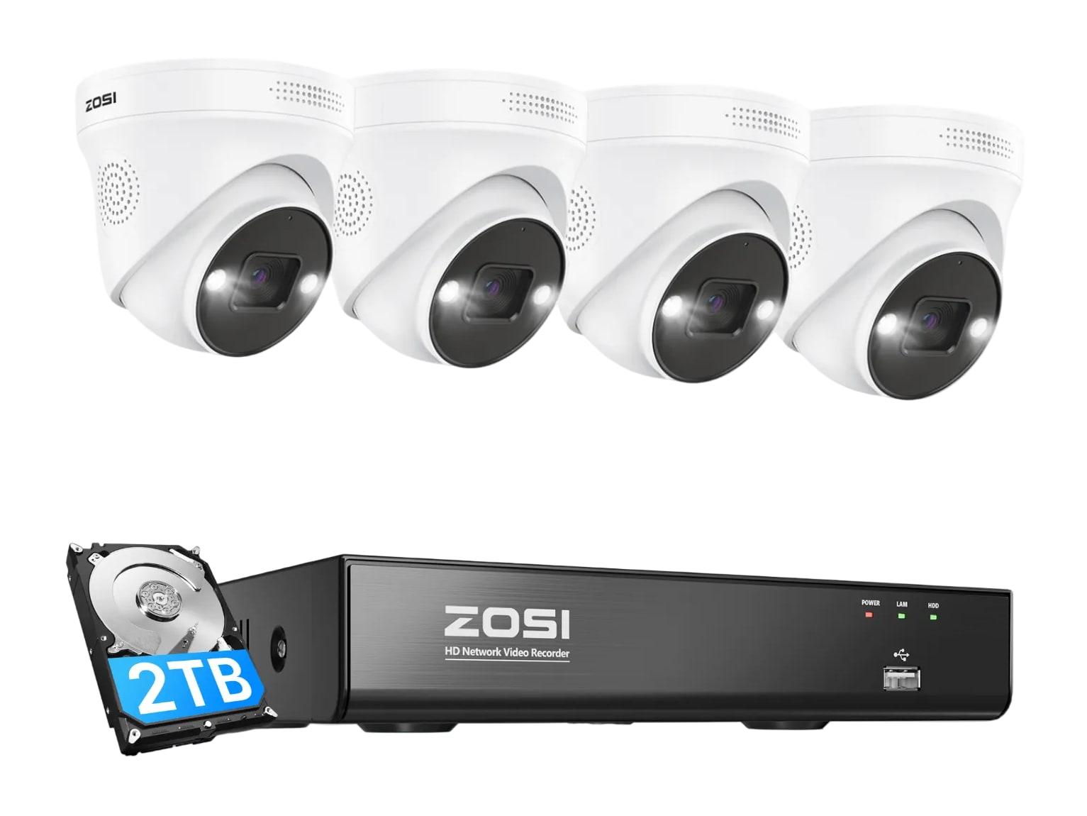 ZOSI - C225 4K PoE - 4-Camera Security Cameras