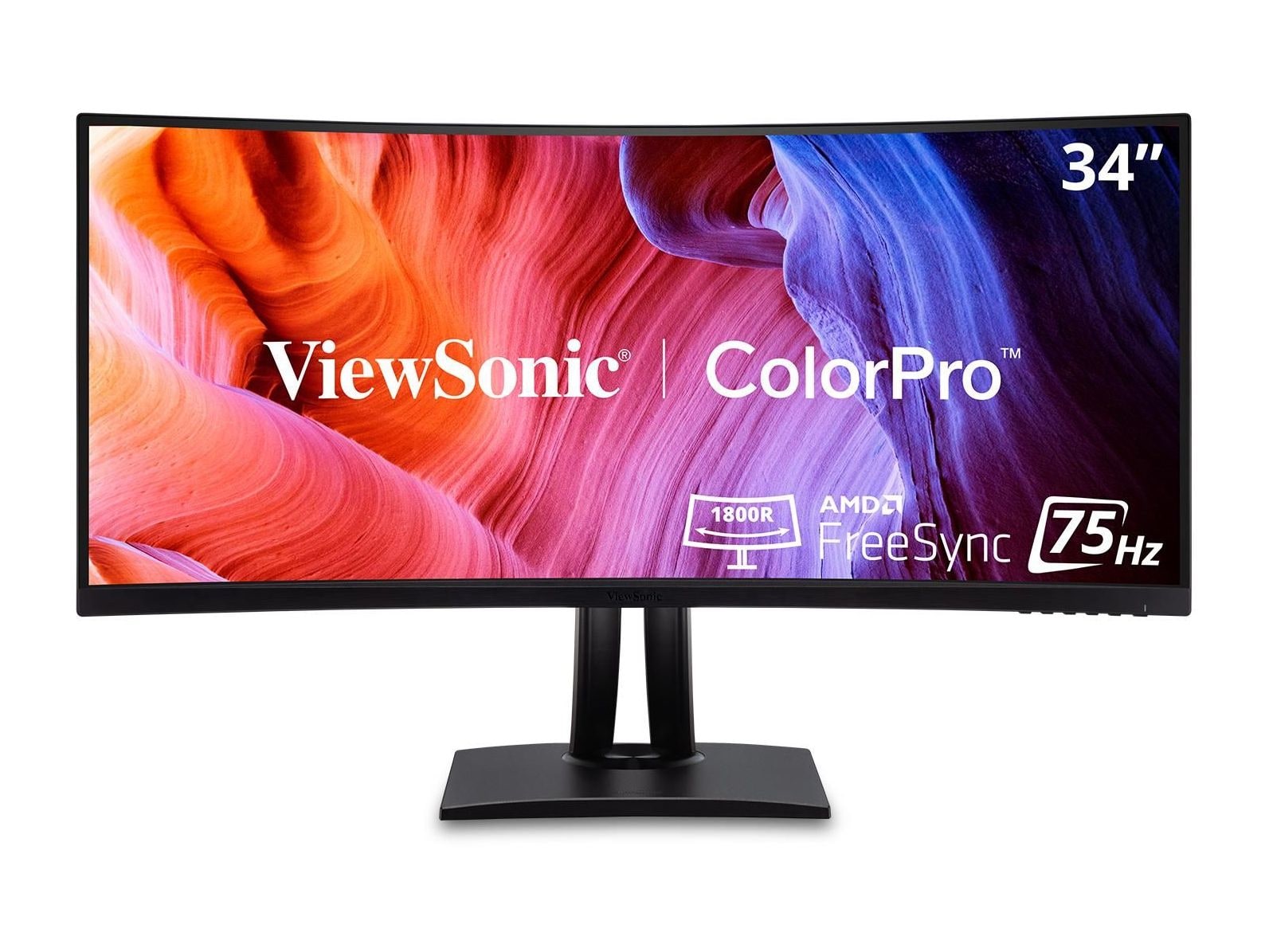 ViewSonic - 34" VP3456A UWQHD 75Hz Ultrawide Monitors - Black