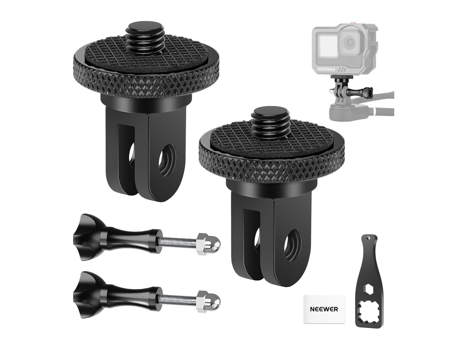 Neewer - GP-81 Action Camera Tripod Mount Adapter with 1/4" Screw Aluminum Alloy Camera Accessories