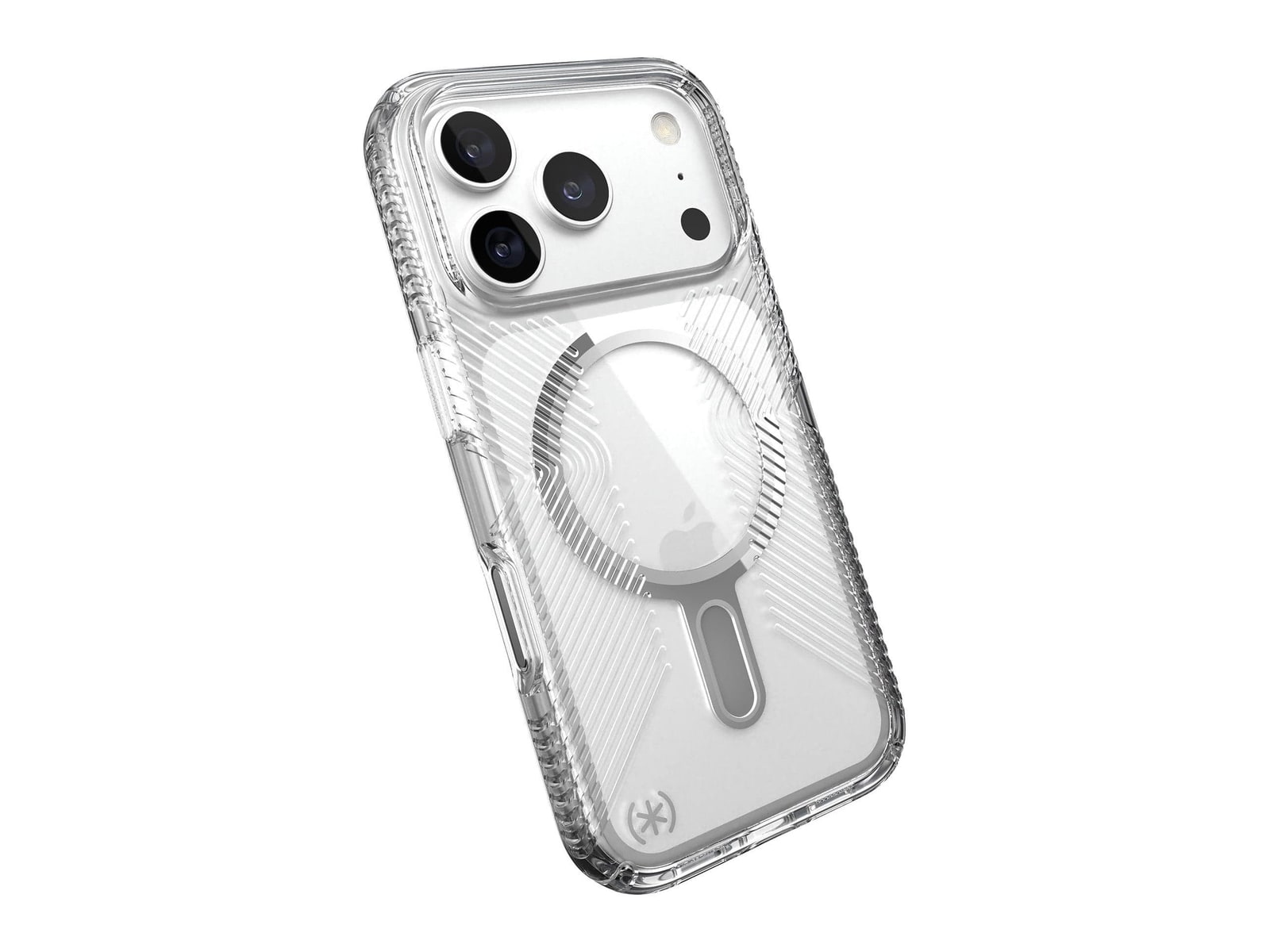 Speck - Presidio Perfect-Clear Grip MagSafe with ClickLock - iPhone 18 Pro - Clear/Chrome