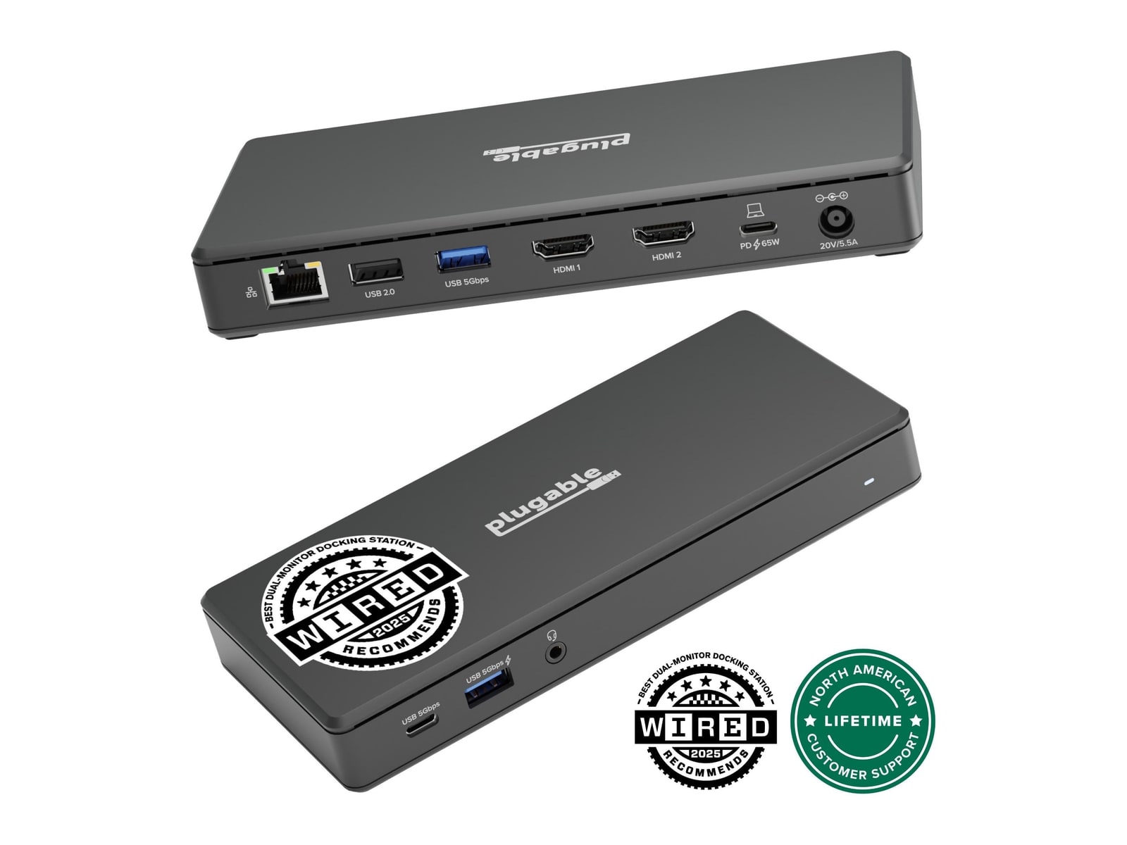 Plugable - USB-C Dual HDMI Display Docking Station for Windows Docking Stations