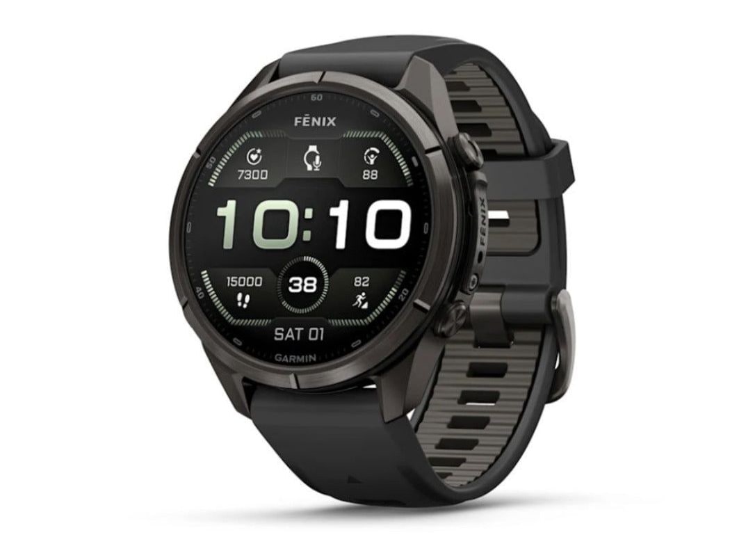 Garmin - fenix 9 Pro 43mm AMOLED GPS (Titanium, Black/Pebble Gray) Smart Watches - Black