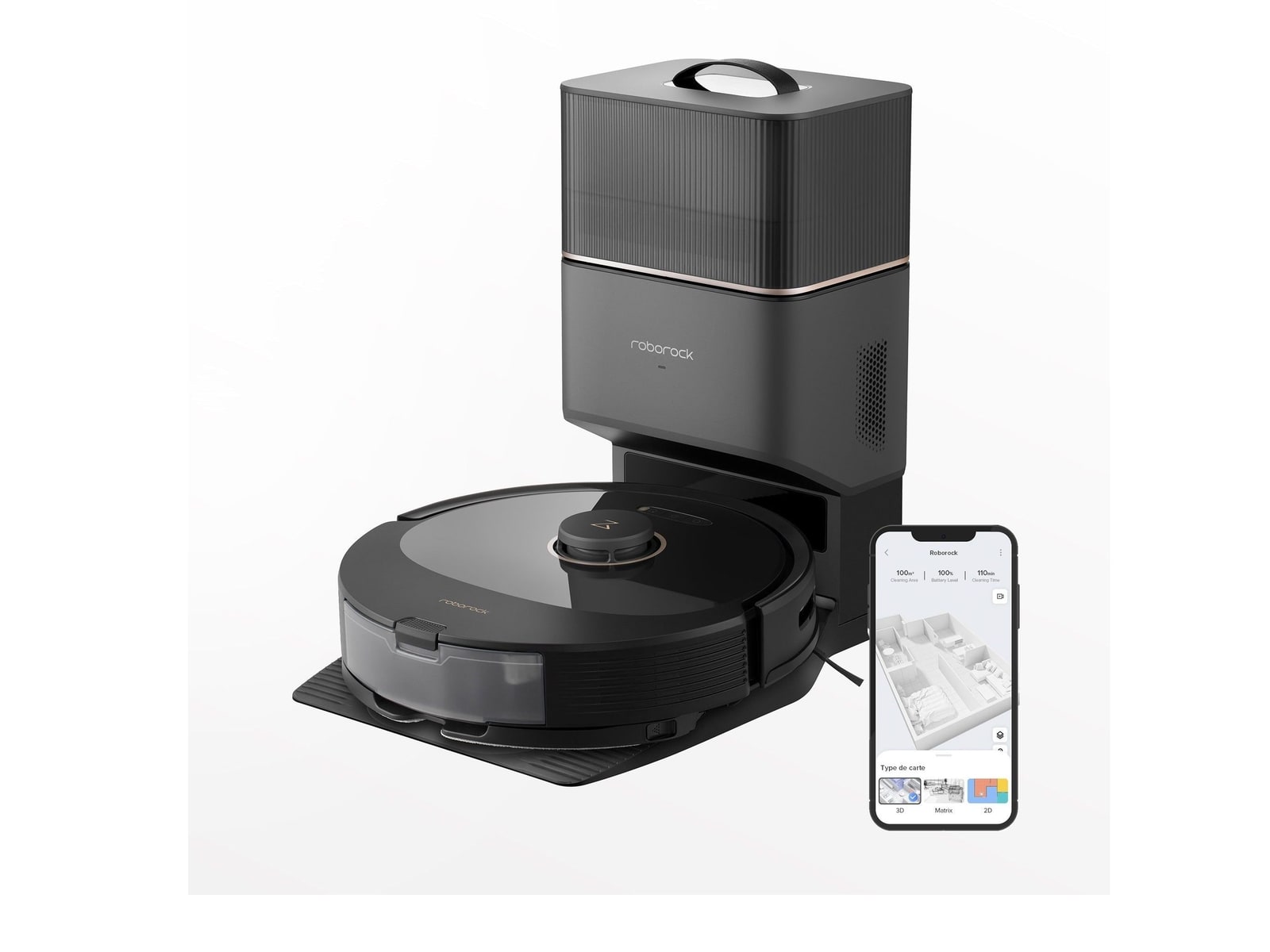 Roborock - Q8 Max+ Black Vacuum Cleaners