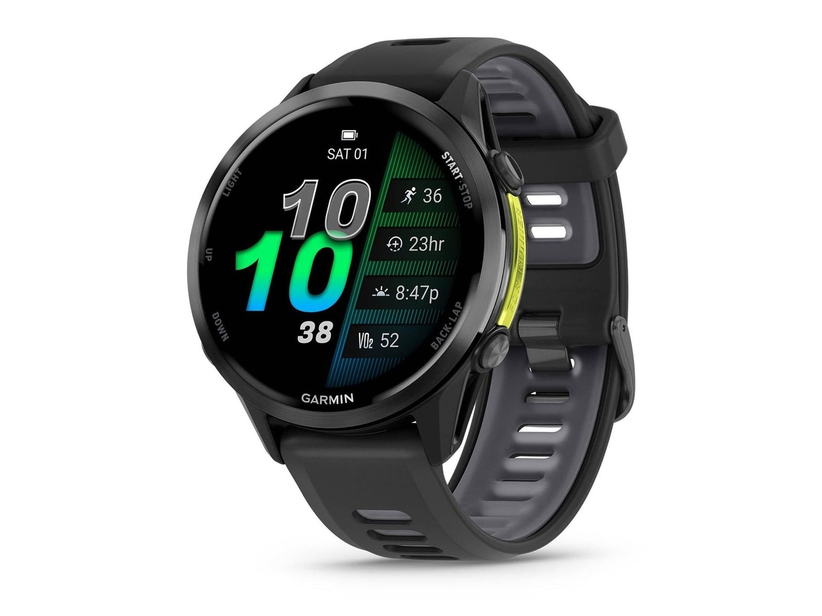 Garmin - Forerunner 970, Carbon Gray DLC Titanium with Black Case and Black/Translucent Whitestone Band Smart Watches - Black