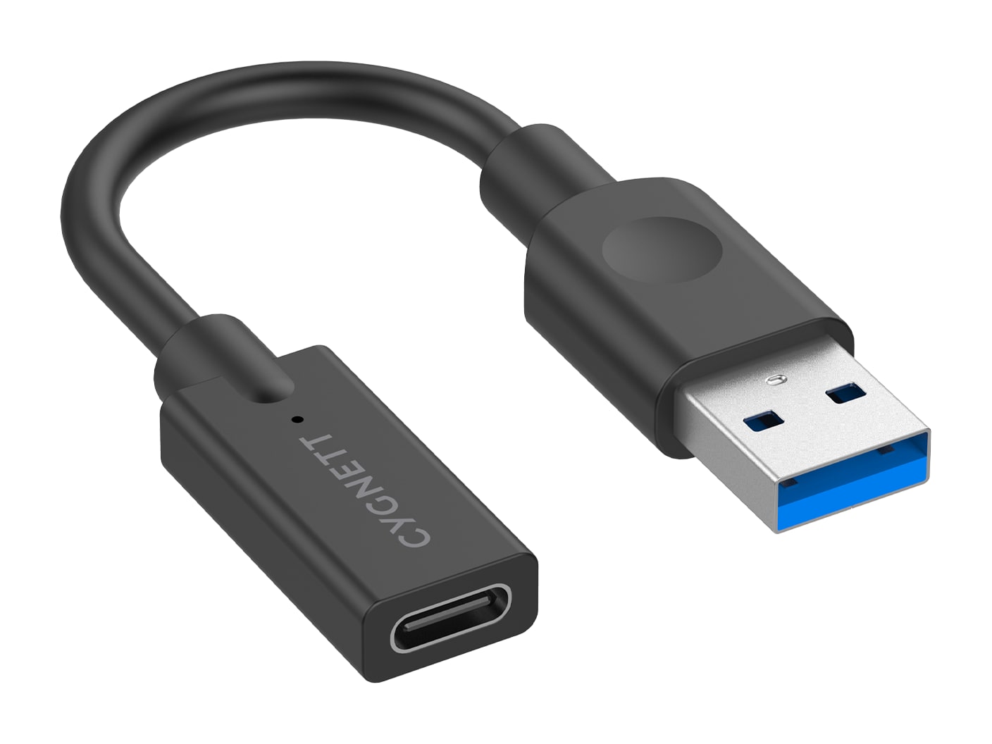 Cygnett - Essentials USB-A Male to USB-C Female Adapter - 10CM - Black USB Adapters