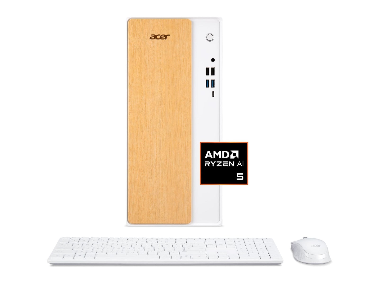 Acer - Aspire TC AI - AMD Ryzen AI 5 330 chip - 16GB Memory - 1TB SSD - White