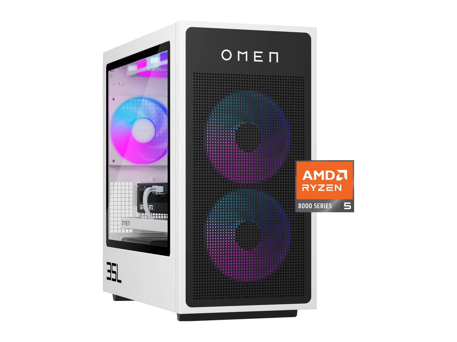 HP - OMEN 35L - AMD Ryzen 5 8400F chip - 16GB Memory - 1TB SSD - Panda Metal