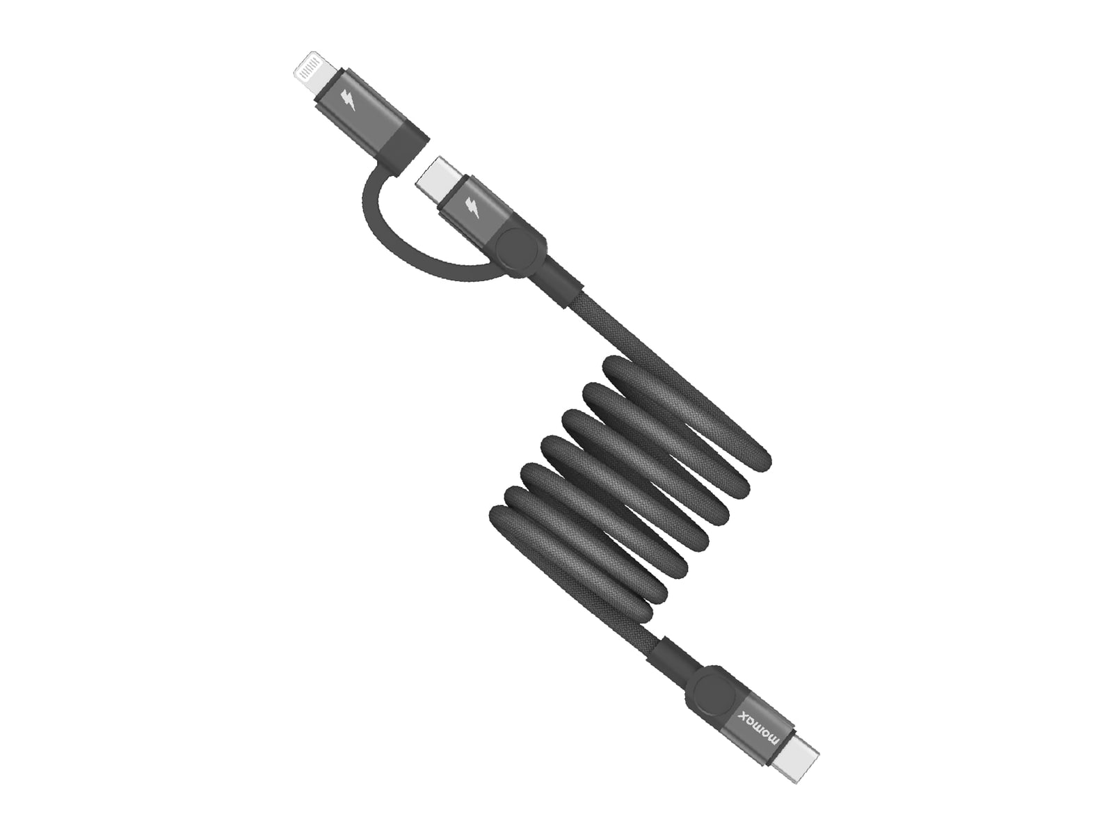 MOMAX - Mag.Link Duo Magnetic USB-C to USB-C & Lightning Cable 60W Up to 2m USB-C Cables