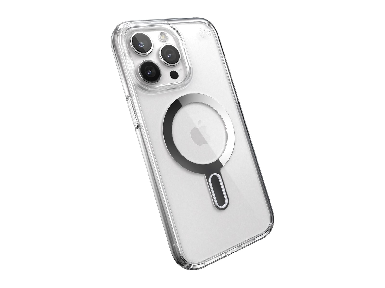 Speck - Presidio Perfect-Clear MagSafe with ClickLock - iPhone 15 Pro Max - Clear/Chrome