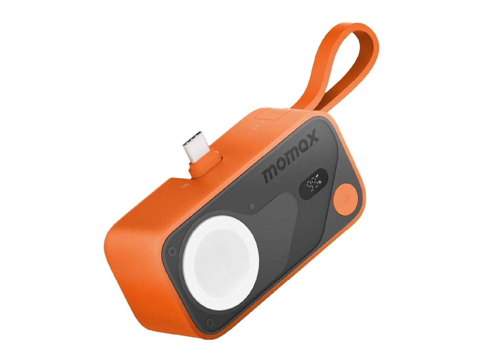 MOMAX - 1-Power X Pro Mini+ 5000mAh Integrated Foldable USB-C Plug and Built-In USB-C Cable Battery Pack Orange Power Banks