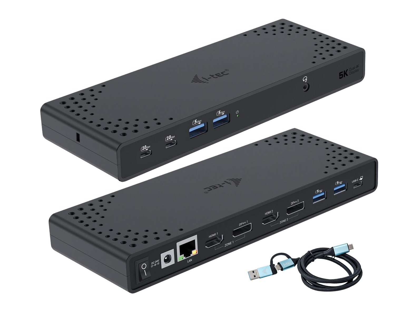 i-tec - USB-C/Thunderbolt 3 Dual Display Gen2 with 100W Power Delivery Docking Stations - Black