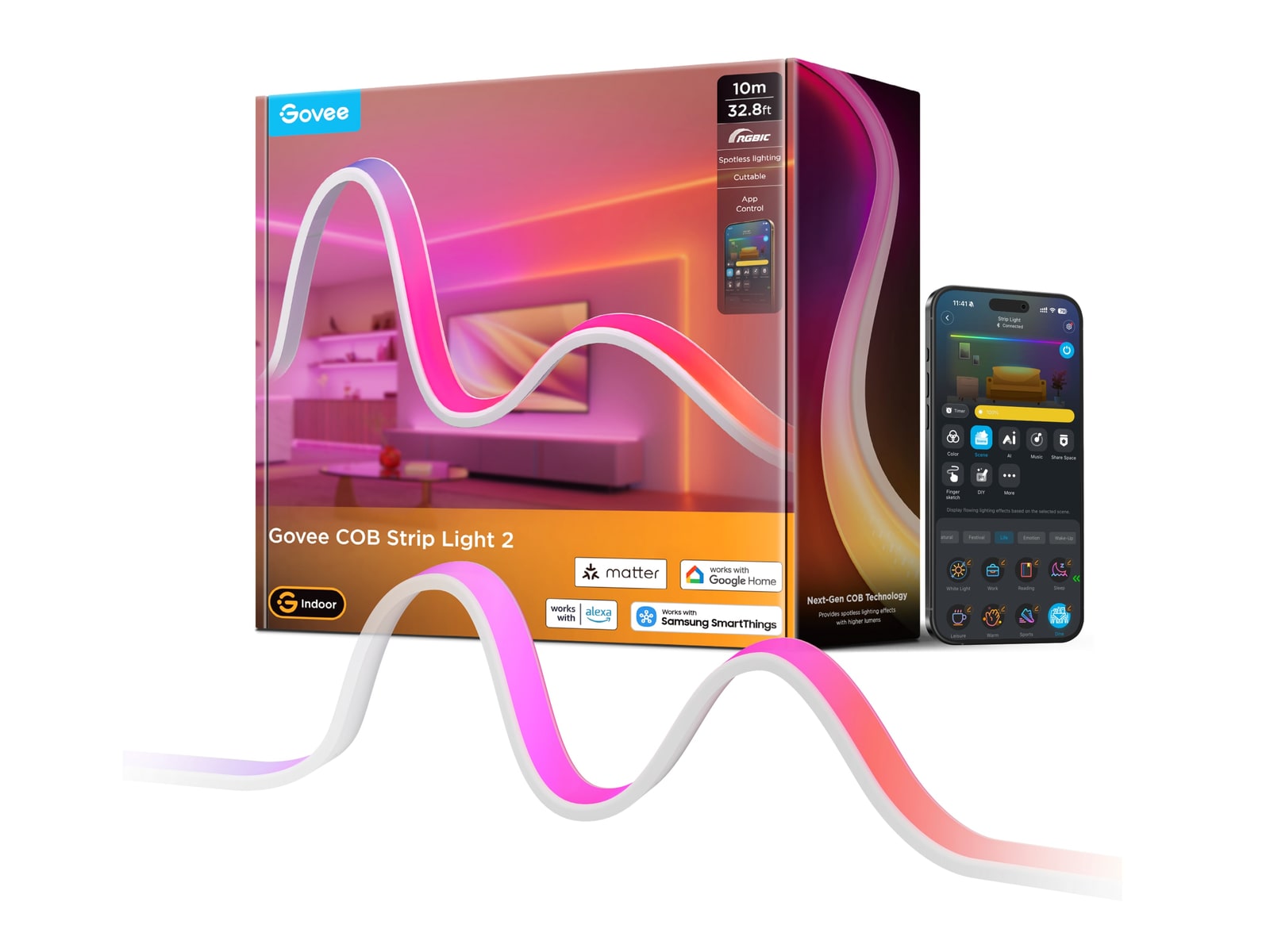 Govee - COB Strip Light 2 32.8ft Smart Lighting